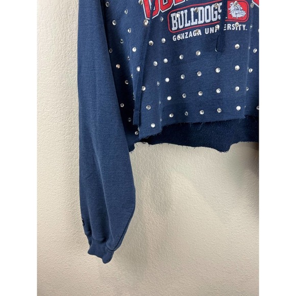 Furst Of A Kind Womens Cropped Hoodie Studded‎ Drawstring Gonzaga Bulldog Blue - Picture 5 of 11